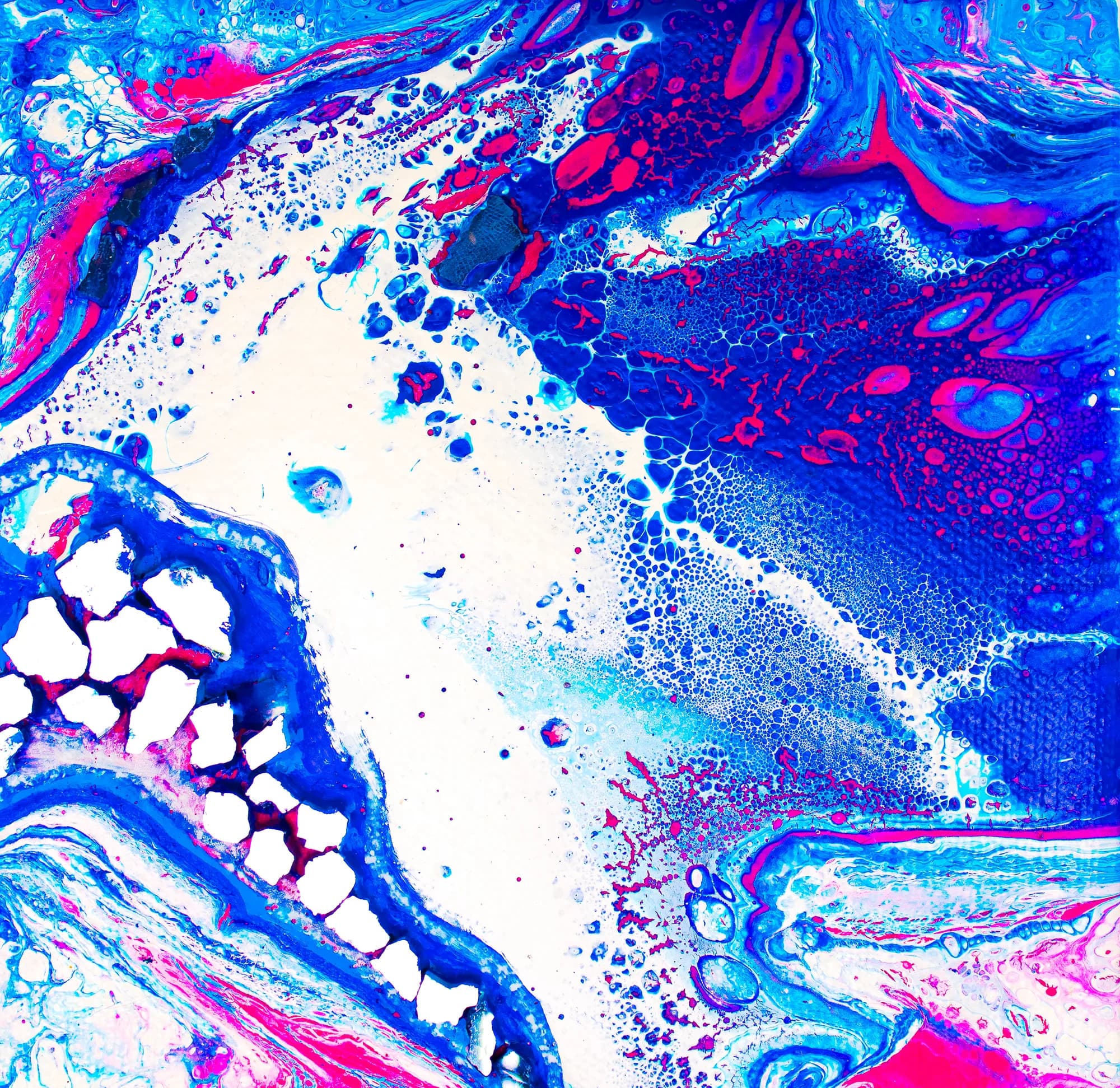 Electric Blue Cells, Acrylic Abstract collection