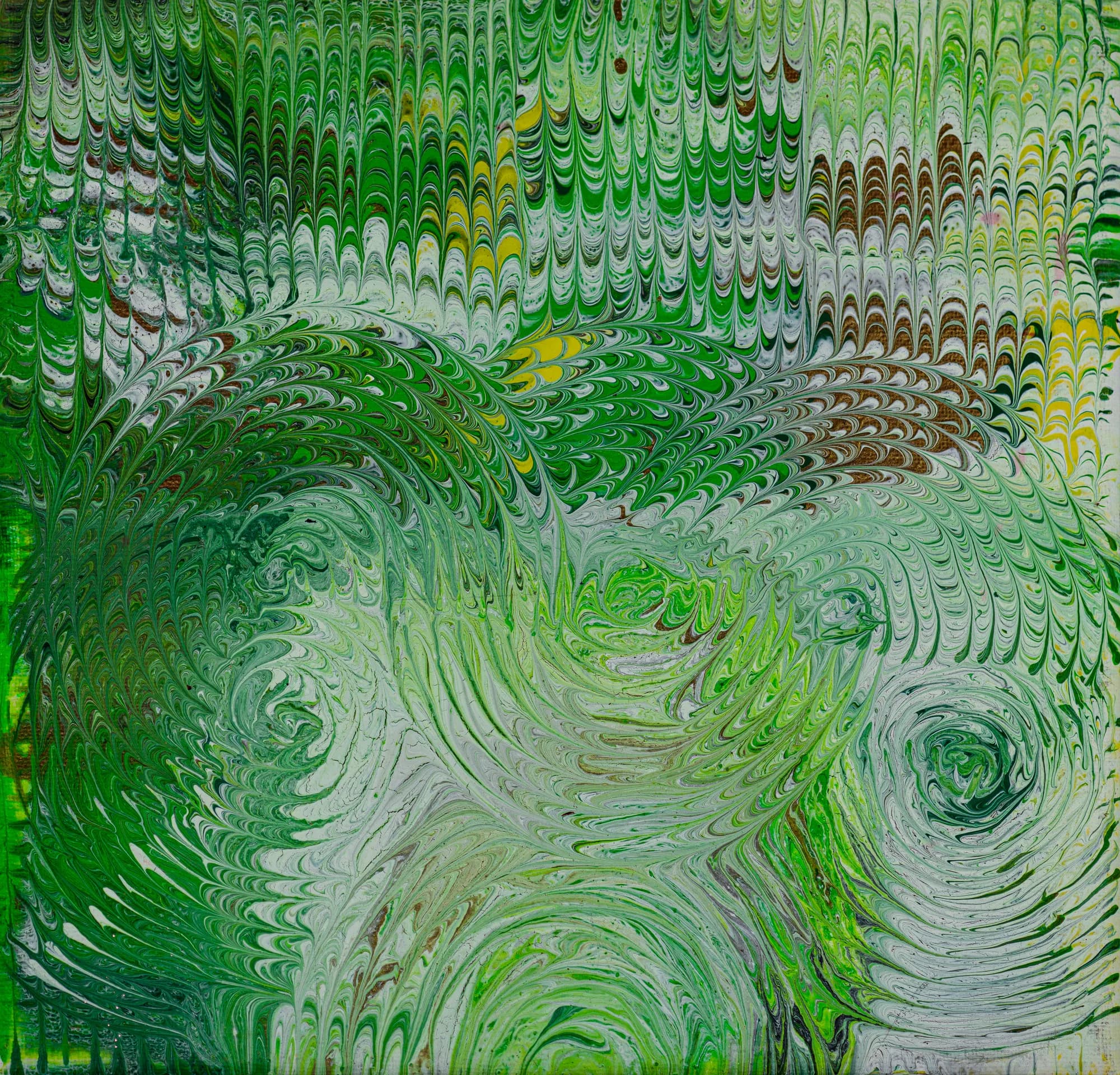 Emerald Feather Spirals as a gallery-wrapped canvas